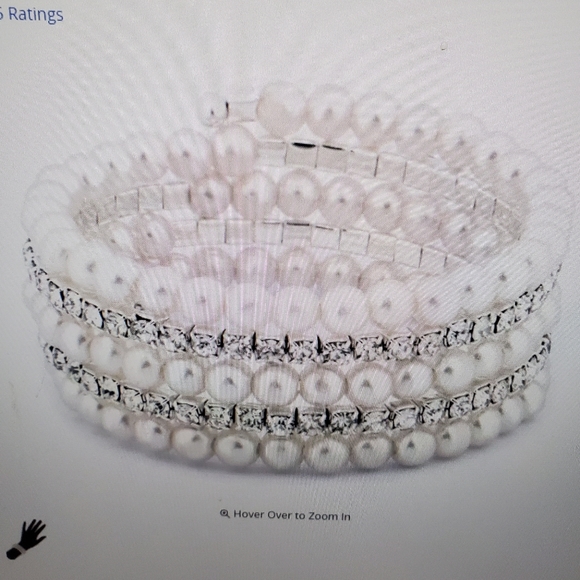 Crystal and Faux Pearl Multi-Row Bracelet - Picture 2 of 6